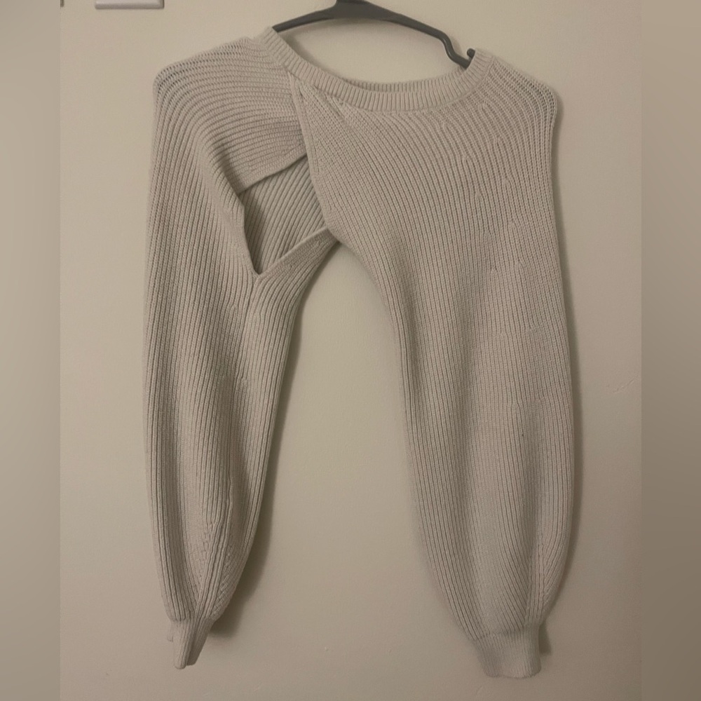 Open Edit Ribbed Cream Sweater